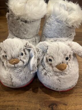 Roda Plush Bunny Grey and White Women's Slippers
